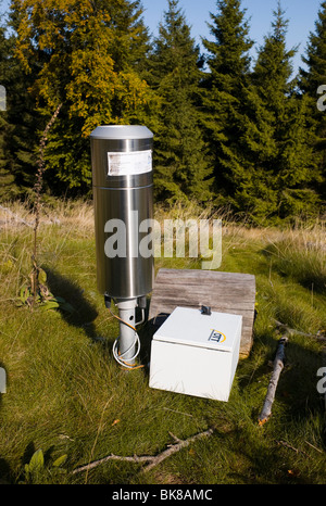 Rain gauge for the climate research of the Goethe University in Frankfurt, research project, Hesse, Germany, Europe Stock Photo