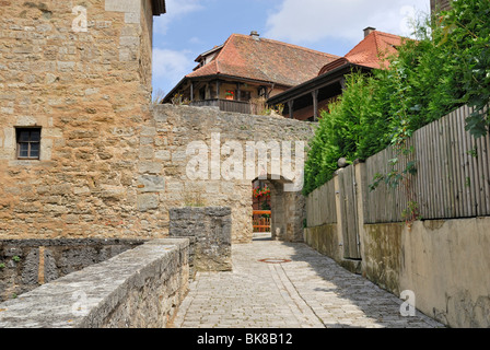 Historic city wall with Kobolzell Gate, detail, Rothenburg ob der Tauber, Bavaria, Germany, Europe Stock Photo