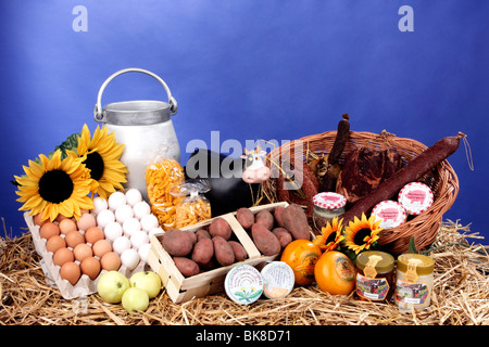 Natural products from the farm shop Stock Photo