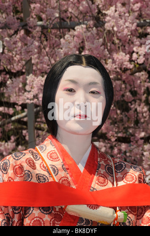 Japanese woman in the dress of the Heian period at the Matsuri shrine festival in the Hirano shrine in Kyoto, Japan, East Asia, Stock Photo