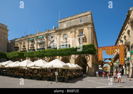 Street cafe in Valletta, Malta, Europe Stock Photo