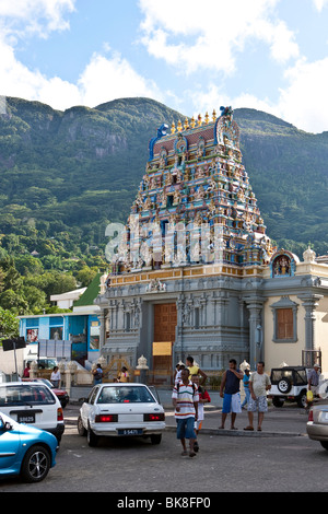 Hindu Sri Vinayagar Navasakthi temple on Quincy Street, Victoria, Mahe Island, Seychelles, Indian Ocean, Africa Stock Photo