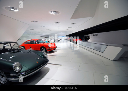 Partial interior view, Porsche 911 in front, Neues Porschemuseum, New Porsche Museum, 2009, Stuttgart, Baden-Wuerttemberg, Germ Stock Photo
