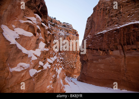 Natural gorges like Capitol Gorge dot the landscape of southern Utah's Capitol Reef National Park. Stock Photo