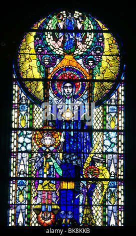 St. Mels Cathedral, Longford, Harry Clarke stained glass window, Ireland Eire Irish modern 20th century windows County Longford Stock Photo