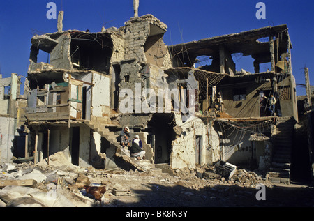 Bourj El Brajneh Destroyed Palestinian Camp , Lebanese civil war 1986 Stock Photo