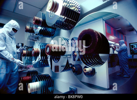 Platters, or plates used in developing and producing mass storage computer systems Stock Photo