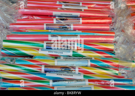 sticks of traditional seaside rock for sale england uk Stock Photo