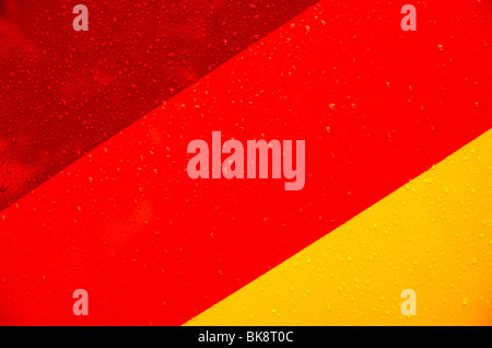 Detail of colorful painted stripes and raindrops on a ferry boat, Tyrol Region, Austria Stock Photo