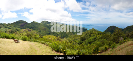 View of Grand Anse Beach from Morone National Park, Mahe Island, Seychelles, Indian Ocean, Africa Stock Photo