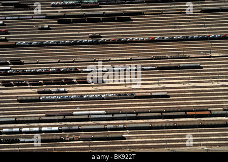 Lyon (69) : Aerial view of trains Stock Photo