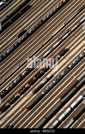 Lyon (69) : Aerial view of trains Stock Photo