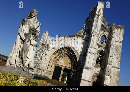 Statue and ruins of the Abbey of Saint-Bertin, a Benedictine abbey in ...
