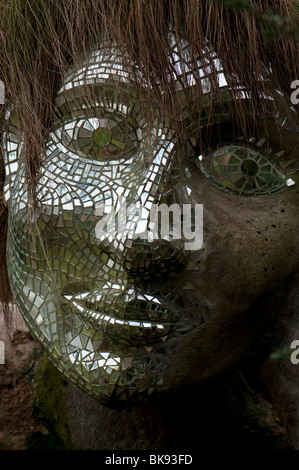 Mirror-faced female sculpture at The Eden Project in Cornwall Stock Photo