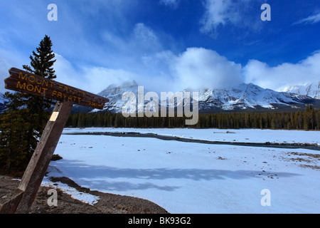 Mount Fryatt as seen from the Icefields Parkway in Jasper National Park Stock Photo