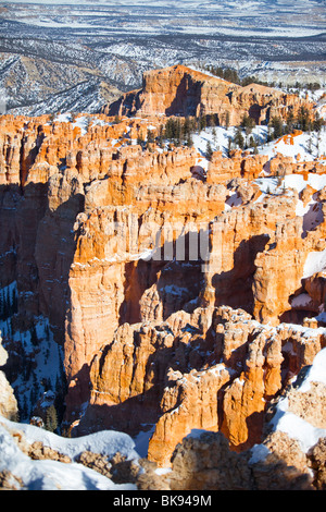 As viewed from Rainbow Point, thin, protruding spires of rock, hoodoos have been formed over thousands of years by erosion. Stock Photo