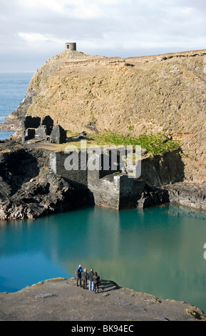 The Blue Lagoon at Abereiddy in Pembrokeshire West Wales Stock Photo