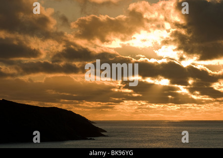 Sunset over Abereiddy in Pembrokeshire West Wales Stock Photo