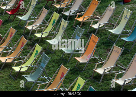 Empty deck chairs in Berlin, Germany
