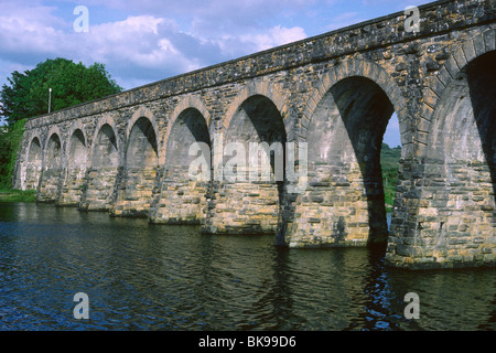 Viaduct crossing river, Ballydehob, Co. Cork, Ireland Stock Photo
