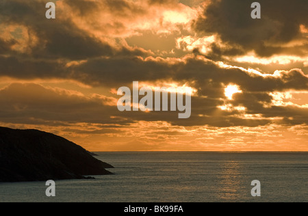 Sunset over Abereiddy in Pembrokeshire West Wales Stock Photo