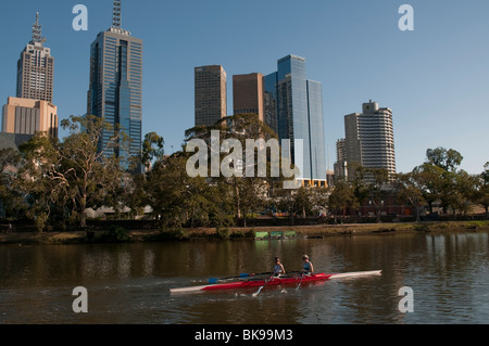 Rowing teams on the Yarra River in Melbourne, Victoria Australia Stock Photo
