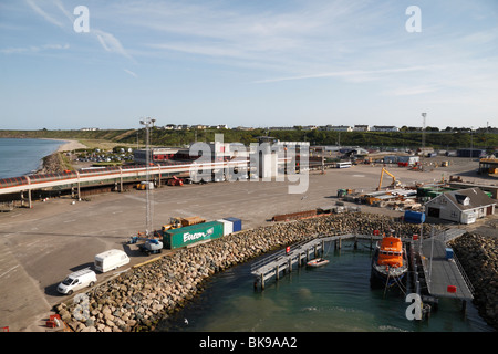 The Ferry Terminal at Rosslaire Harbour, County Wexford, Ireland viewed from the Stean Line Ferry, Stena Europe. Stock Photo