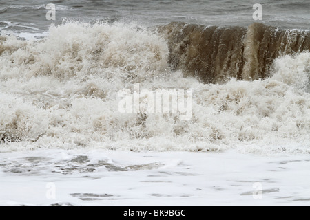 Atlantic breakers on the beach at Porthcawl running alongside the Esplanade Stock Photo