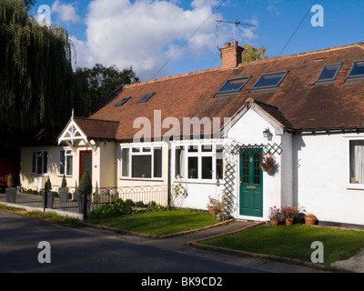 A terrace of bungalow homes / houses in Lower Sunbury, Surrey. UK. Stock Photo