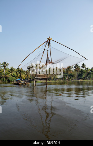 Chinese Fishing Nets in backwater near Kollam state Kerala India