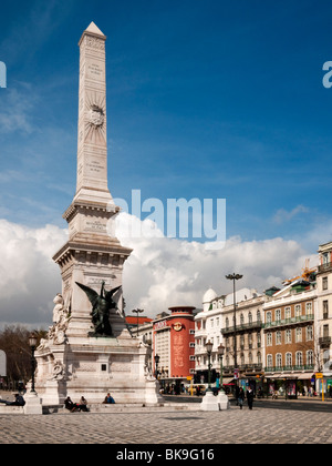 Obelisk dedicated to the 1640 Portuguese Restoration War, in Praça dos Restauradores, 'Restauradores Square', Lisbon, Portugal. Stock Photo