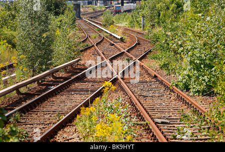 Switch at Ostkreuz train junction in Berlin, Germany, Europe Stock Photo