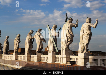 Statues on St. Peter's Basilica, Vatican City, Rome, Italy Stock Photo