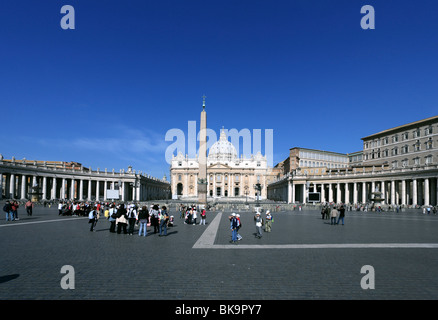 View from Saint Peter's Square to St. Peter's Basilica, Vatican City, Rome, Italy Stock Photo