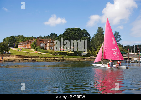 Sailing boat on Beaulieu River, Bucklers Hard, Hampshire, England, United Kingdom Stock Photo