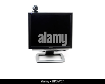 Webcam On Top Of LCD Computer Monitor Stock Photo