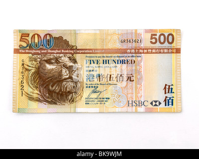 Hong Kong 500 Dollars Banknote Issued Hong Kong Shanghai Banking Corporation (HSBC) Stock Photo