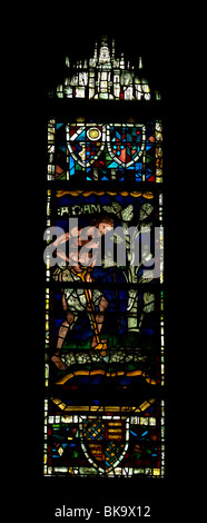 Adam Digging 12th Century Stained Glass Window Canterbury Cathedral Kent Stock Photo