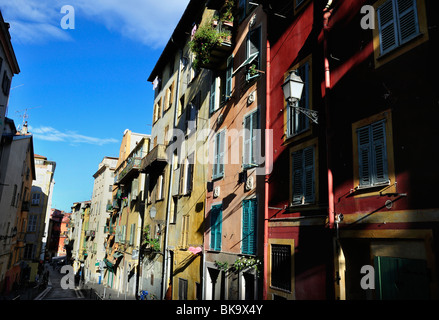 House facades in old town of Nice, France Stock Photo