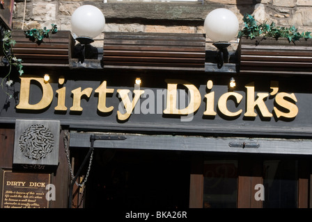Dirty Dicks pub sign in Rose Street, Edinburgh, Scotland. Stock Photo
