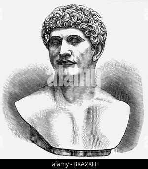 Anthony, Mark, 14.1.83 - 1.8.30 BC, Roman politician, Consul 44 and 34, Triumvir 43 - 30, portrait, bust, Vatican Museums, Rome, wood engraving, 19th century, , Stock Photo