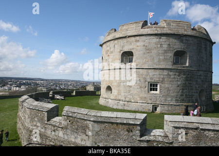 Pendennis castle  views on the Carrick Roads near Falmouth Cornwall Stock Photo