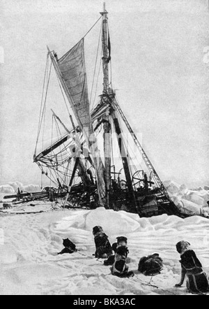 Shackleton, Ernest, 15.2.1874 - 5.1.1922, British polar explorer, expedition to the South Pole 1914 - 1917, the ship 'Endurance' in the pack ice 1914, after photo, Stock Photo