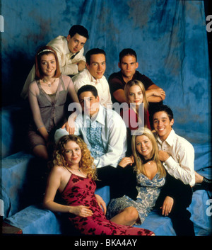 AMERICAN PIE from bottom EDDIE KAY THOMAS,ALYSON HANNIGAN, CHRIS KLEIN,SEANN WILLIAM SCOTT,JASON BIGGS,MENA SUVARI,NATASHA Stock Photo