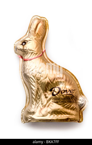 Golden Rabbit Candy Single chocolate candy wrapped in yellow golden foil isolated on white ...