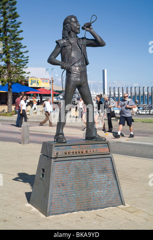 Statue of Bon Scott in Fremantle, Western Australia. The original singer for Australian rock n' roll band, AC/DC Stock Photo