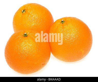 three oranges on white background Stock Photo