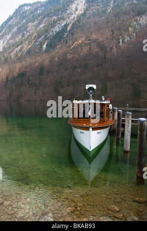 Tour boat at Königssee in Bavarian Alps, Germany Stock Photo