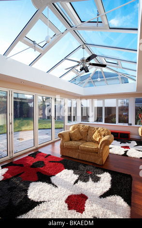 An Orangery type conservatory interior of a house. Stock Photo