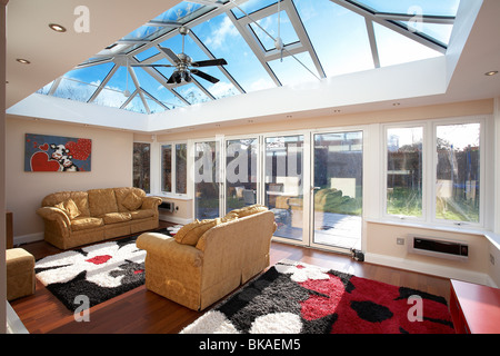 An Orangery type conservatory interior of a house. Stock Photo